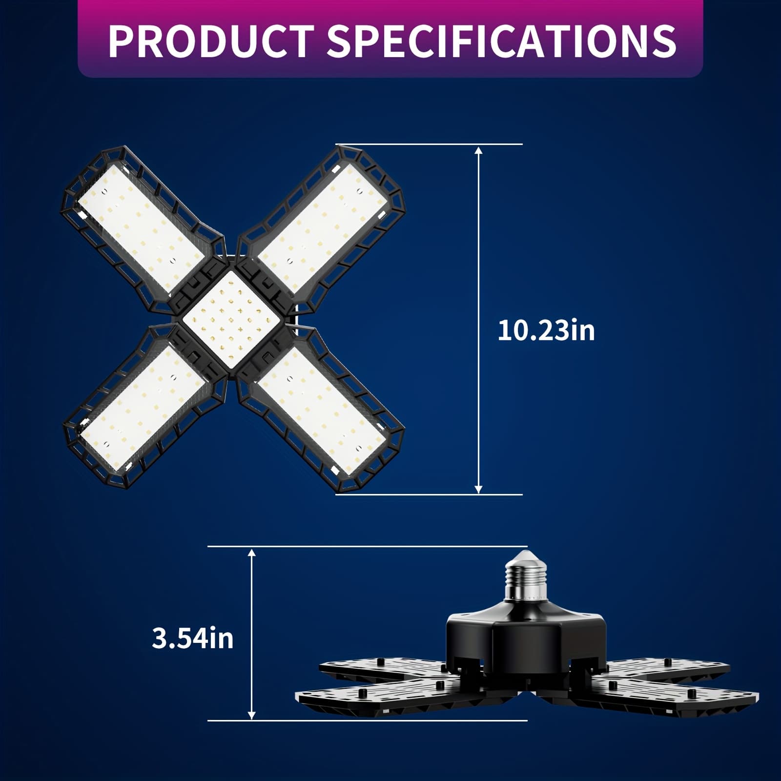TEMU 4+1" Garage Light With Multiple Adjustable Panels, Wide Range, , And Heat Dissipation. Suitable For Home Garages, , Garages, Supermarkets, Etc.