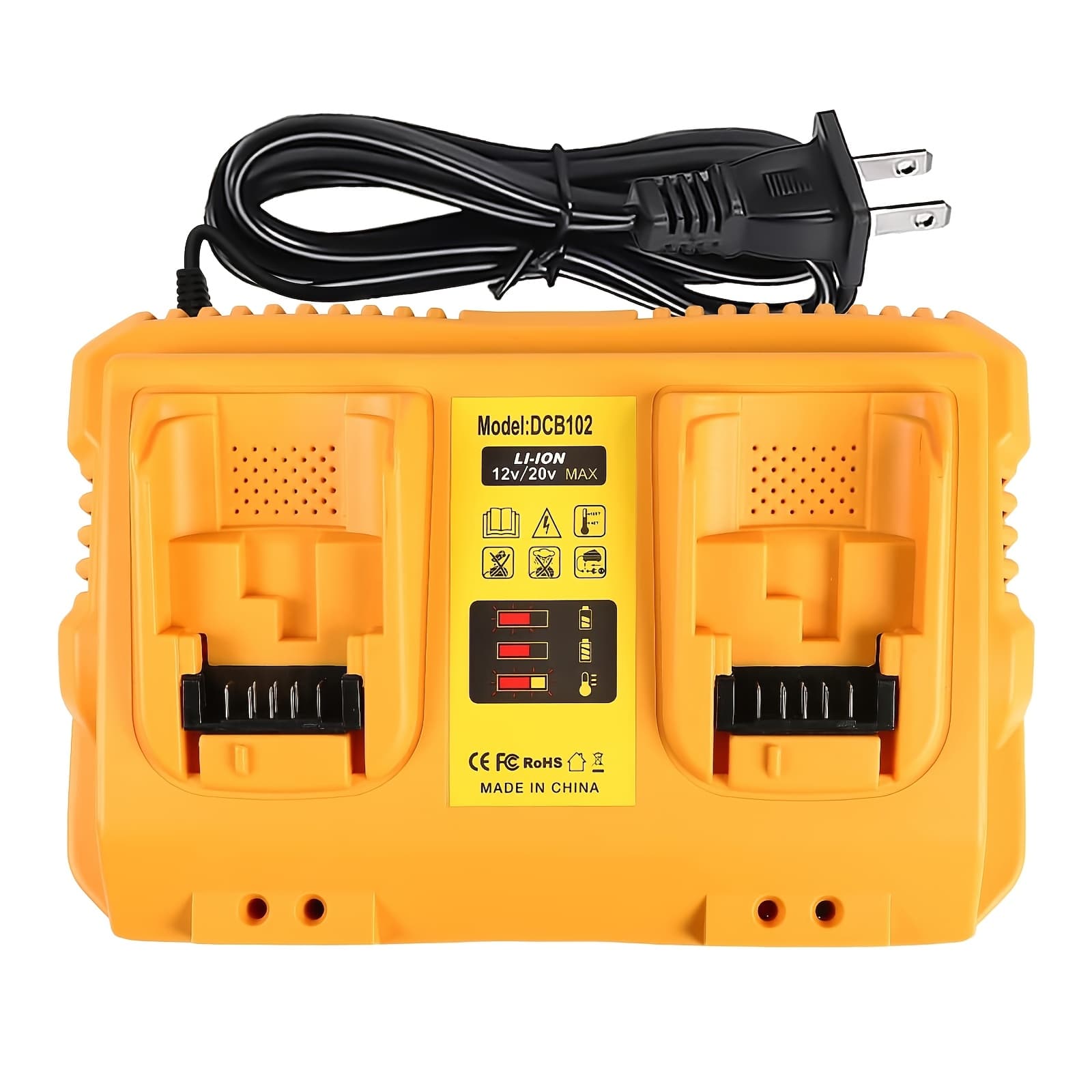 TEMU 12v/20v Charger Dcb102 Replacement For Battery Charger Dcb112, With 2-port Charging, For 12v-20v