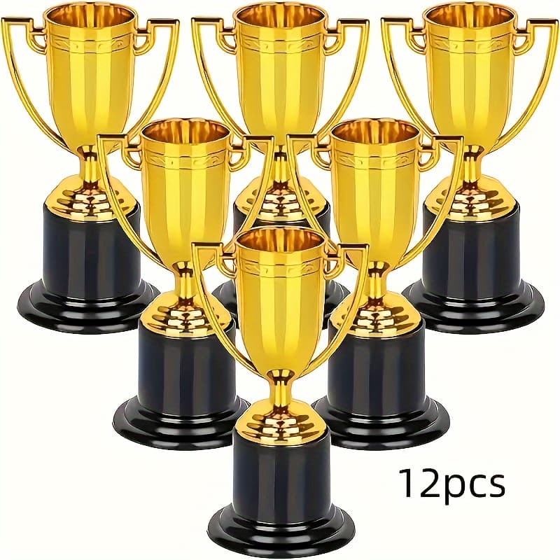 TEMU 12pcs Plastic Mini Trophies For Party Gifts, Props, Rewards, Prize Items, And Adult Competitions Festival For Party Decoration Boosting Props