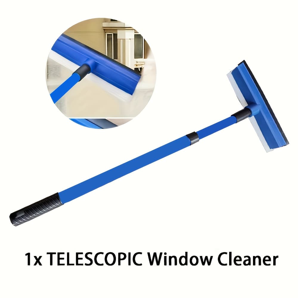 TEMU Telescopic Window Squeegee, Glass Scrubber With Adjustable Length Up To 75cm, Spring-loaded Swivel Head, Lightweight Plastic, Ideal For Living Room, Bathroom, And Toilet Use