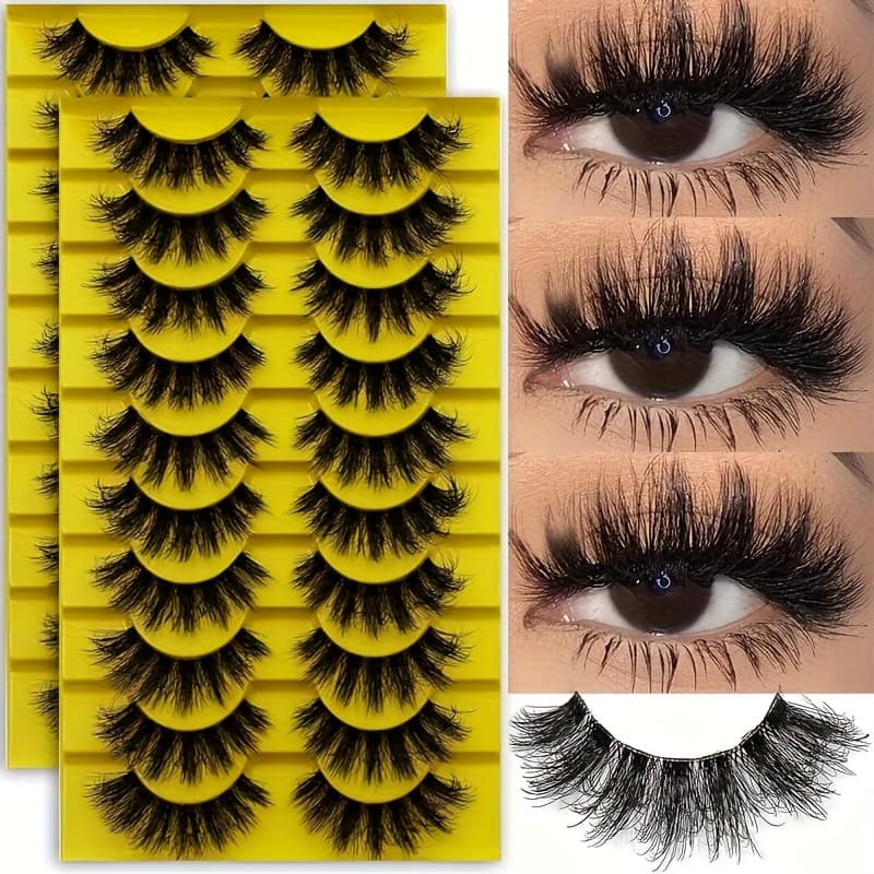 TEMU 20 Pairs Style 3d Volume Lashes 8-15mm - Fluffy Dramatic False Eyelashes, Lightweight & Reusable For Daily/party/cosplay, Easy Application