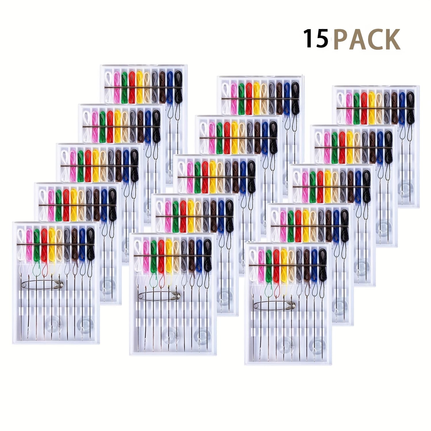 TEMU 15 Boxes Home And Travel Sewing Kit Pre Threaded Needle Kit, Each Box With 15pcs