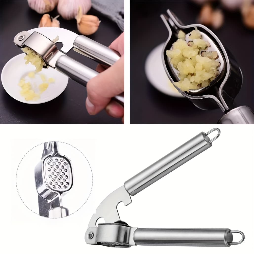 TEMU Stainless Steel Garlic Press Crusher Squeezer Masher Mincer Manual Kitchen Tool