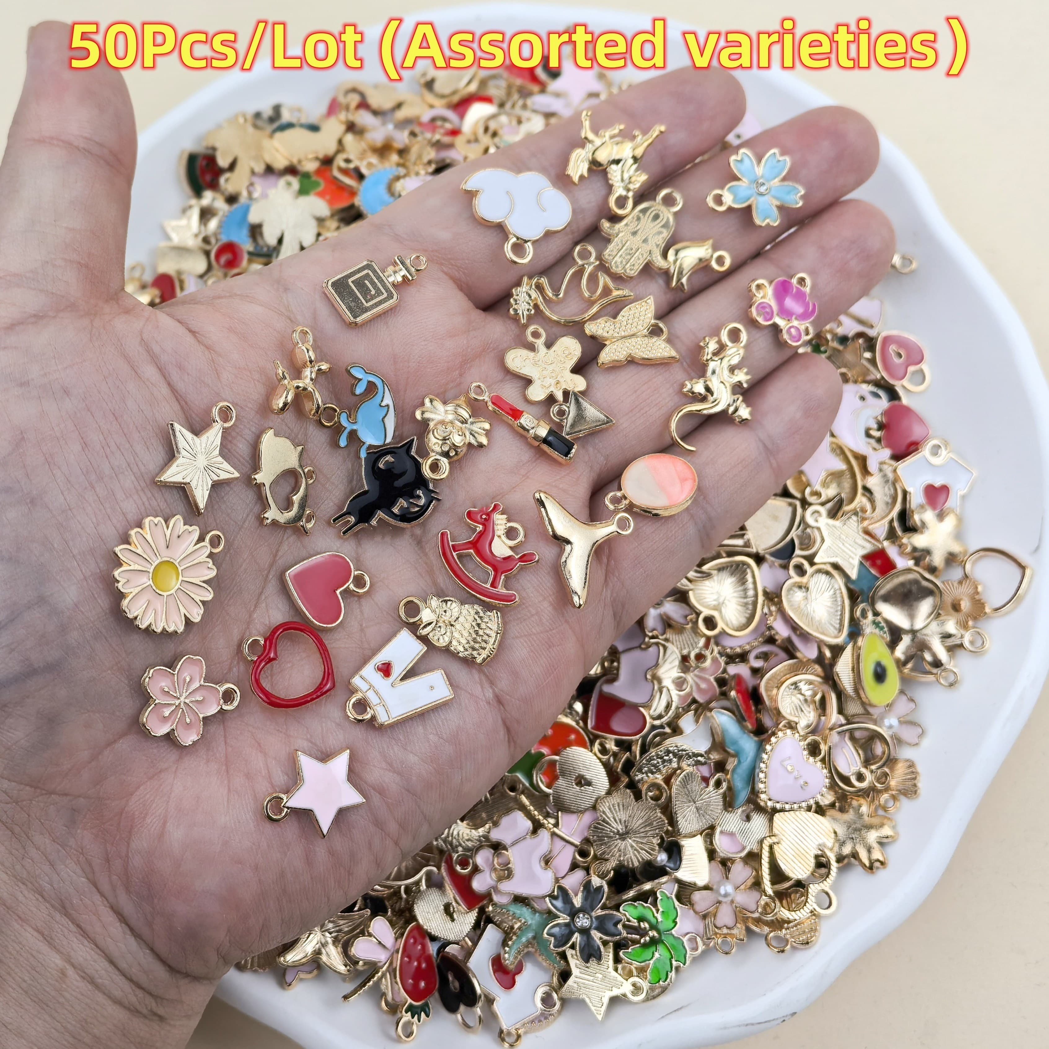 TEMU 20/50pcs/lot Random Pattern Delivery Mixed Cartoon Enamel Creative Charms Exquisite Beads For Jewelry Making Pendant Necklace Bracelet Earrings Chains Decoration Additions
