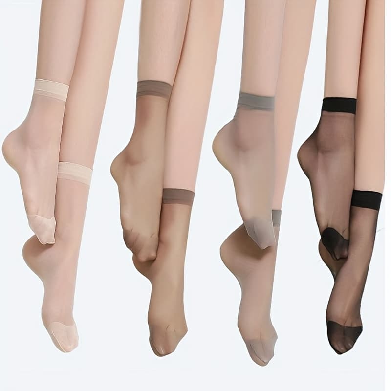 TEMU 12 Pairs Of 4-color Socks For Women, Super Thin And Transparent In Summer, Anti-hook Wear-resistant Mid-calf Stockings Invisible Women's Socks