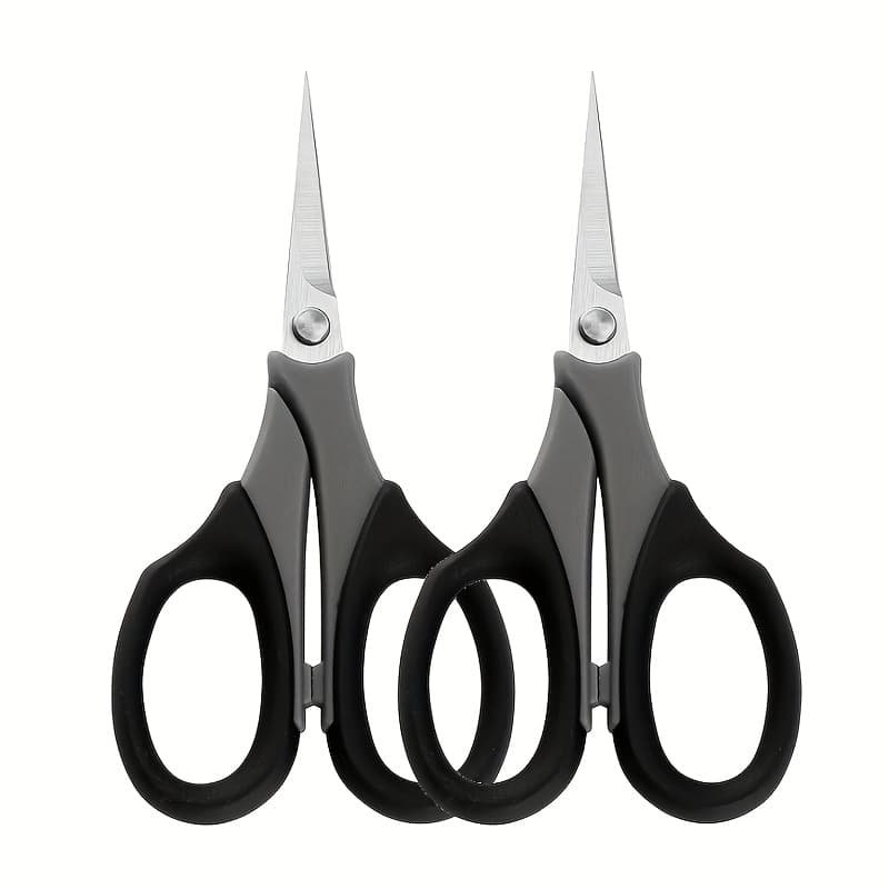 TEMU 2pcs Precision Stainless Steel Scissors With Non-slip Black Handle - Sharp, Durable Office, Crafts, Diy Projects, Sewing And Paper Cutting, Office Scissors | Stainless Steel , Scissors