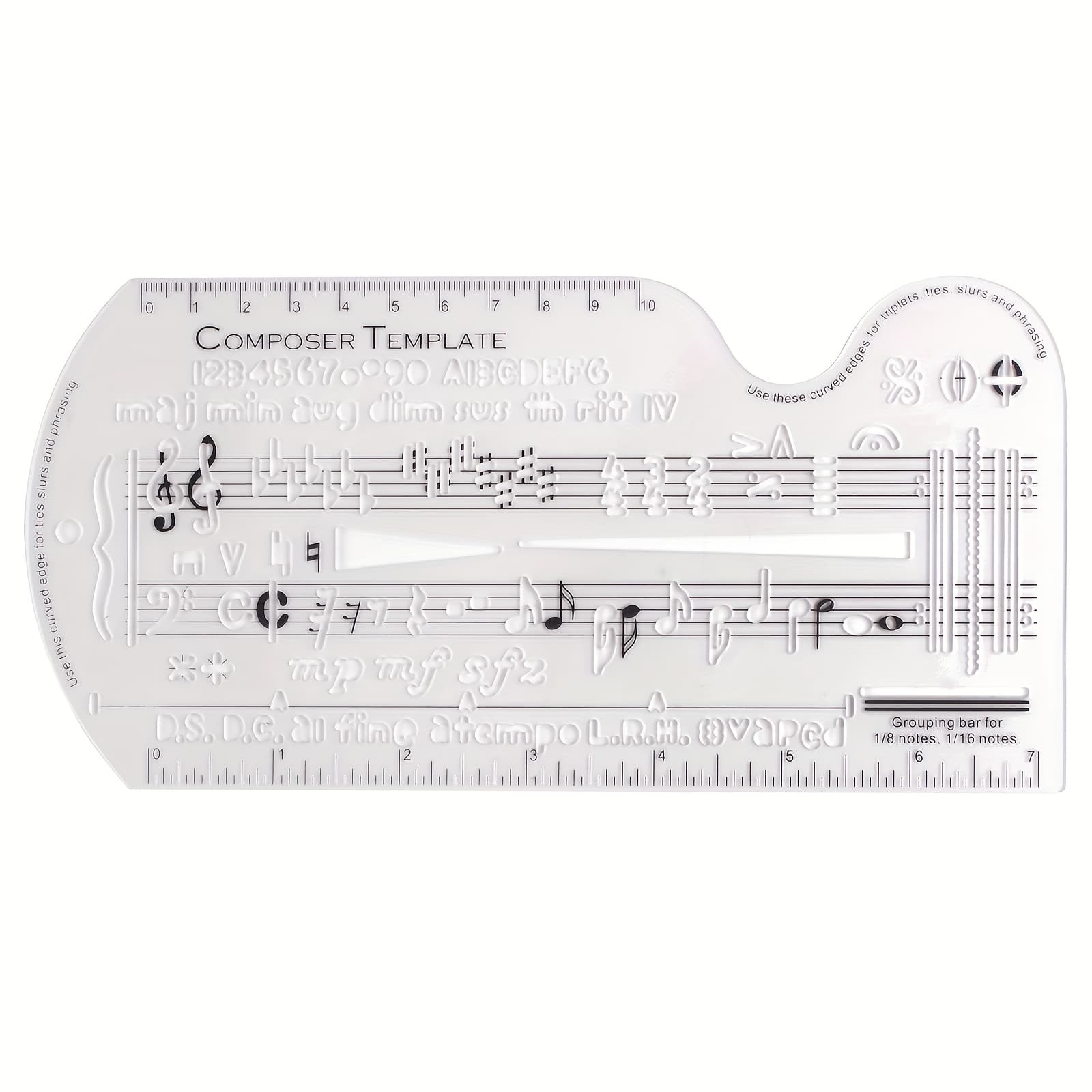 TEMU Template Sheet Music Drawing Sheet Ruler Dual Scales Curve Ruler Pp Transparent Screen Printing Music Symbol Tool Ruler For Composers And Music Enthusiasts