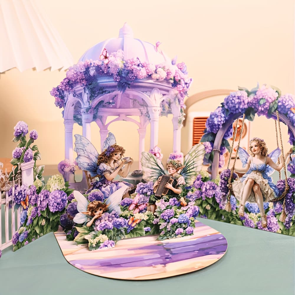 TEMU 1pc A Purple Fairy-tale Castle Pop-up Card, A Happy Birthday And A 's Day, Complete With A Note Card And Envelope