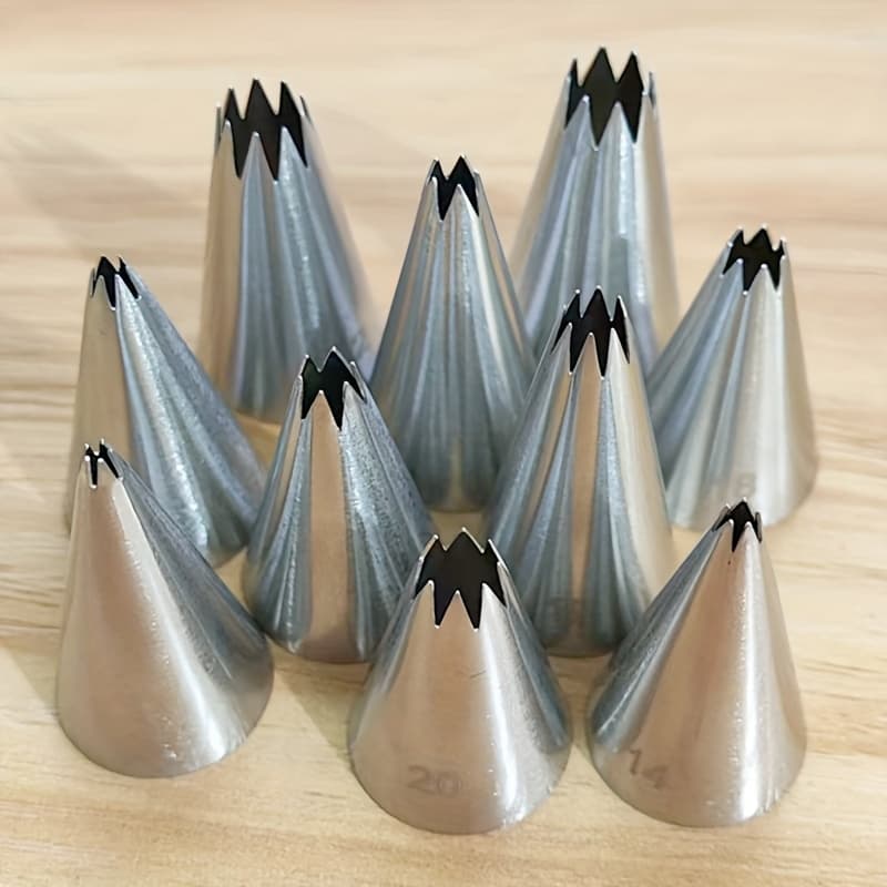 TEMU 10pcs/set Piping Nozzle Set Food Grade Stainless Steel High Quality Seamless Baking Decoration Tools For Home And Commercial Use
