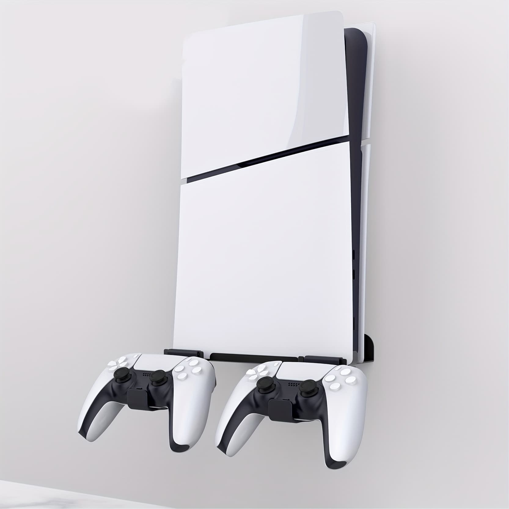 TEMU Wall Mount Stand For Ps5 Slim(disc & Digital Edition) Steel Vertical Holder Kits For Ps5 Slim Console And Controllers Sturdy Floating New For Ps5 Wall Mount With Screw Fixing