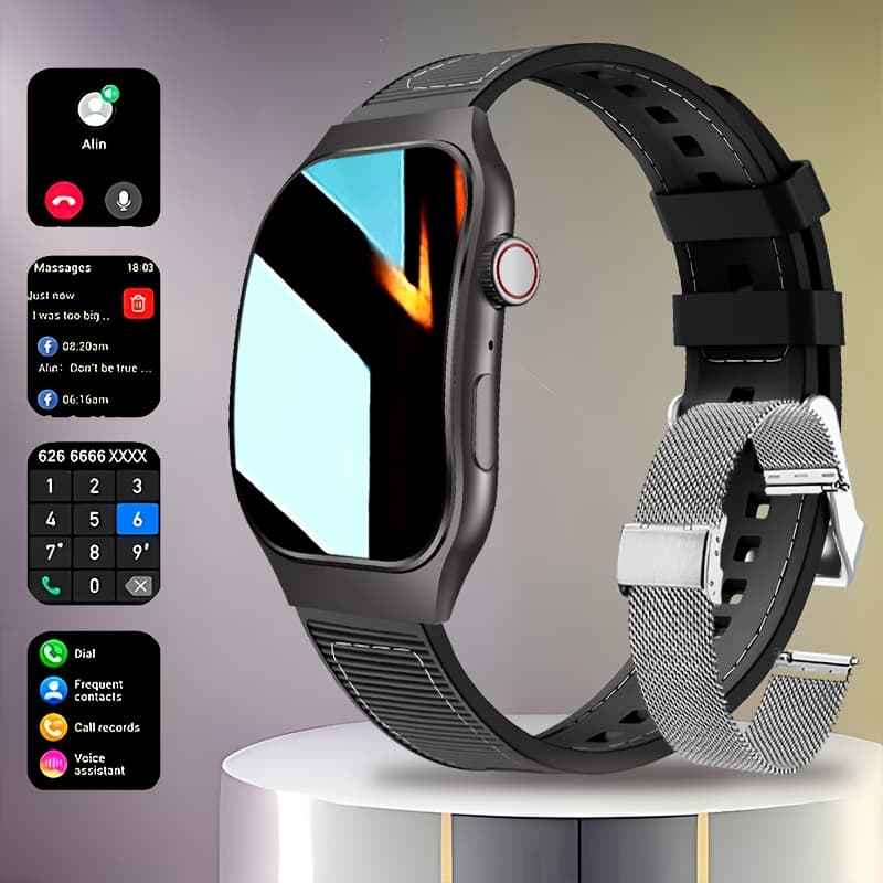TEMU 2.01-inch Curved Screen Smartwatch - Wireless Hd Calling, Built-in Mini Games, , 100 , Full Touch Fitness , With Magnetic Charging And Deployable , Suitable For Men And Women, Fitness