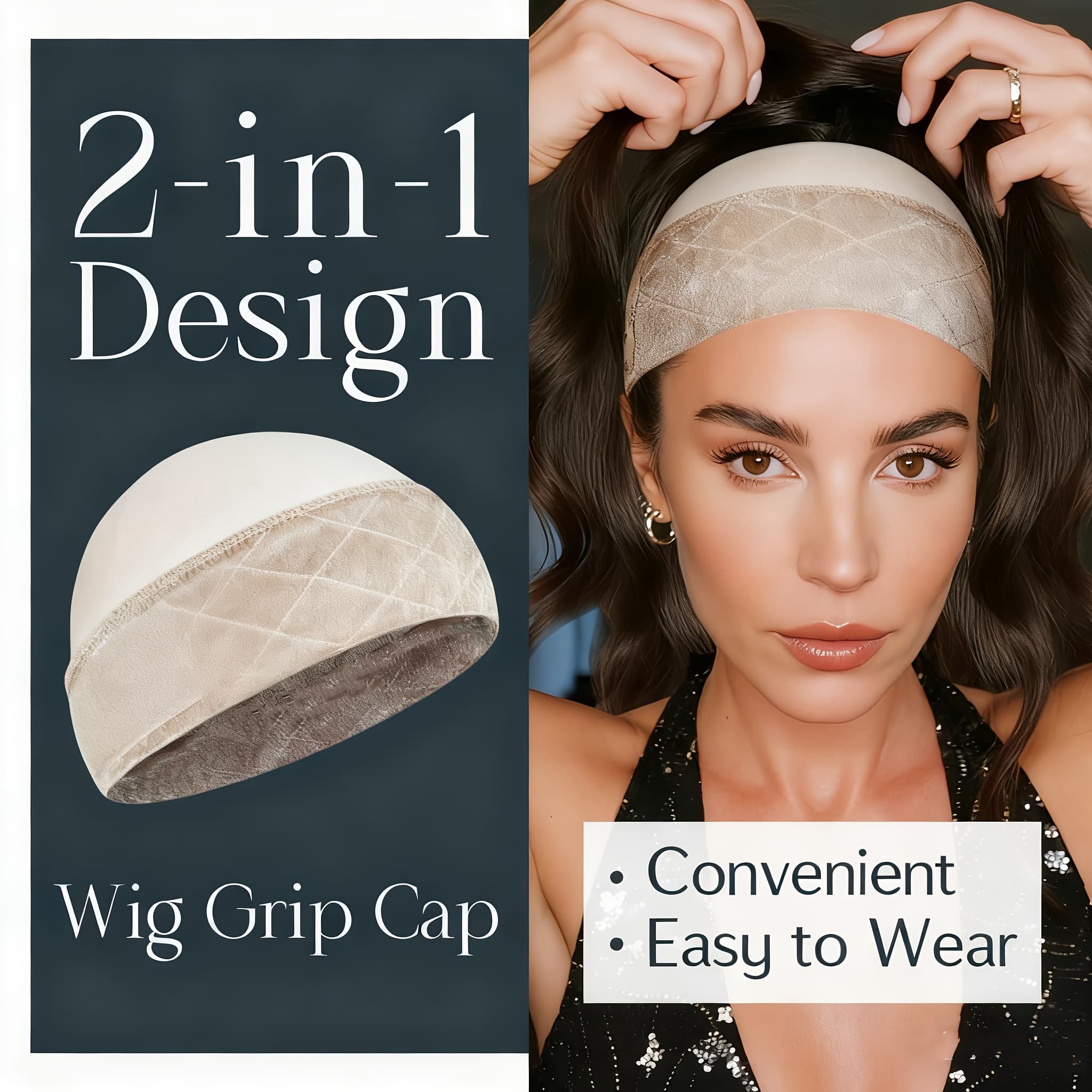 TEMU 2-in-1 Wig Grip , Lightweight Soft Material, Fits Hijab/hats, Ideal For Hair Thinning/sensitive Scalps, Breathable Soft Fabric, Holds Wig In For Parties/long Workdays/outdoor Trips