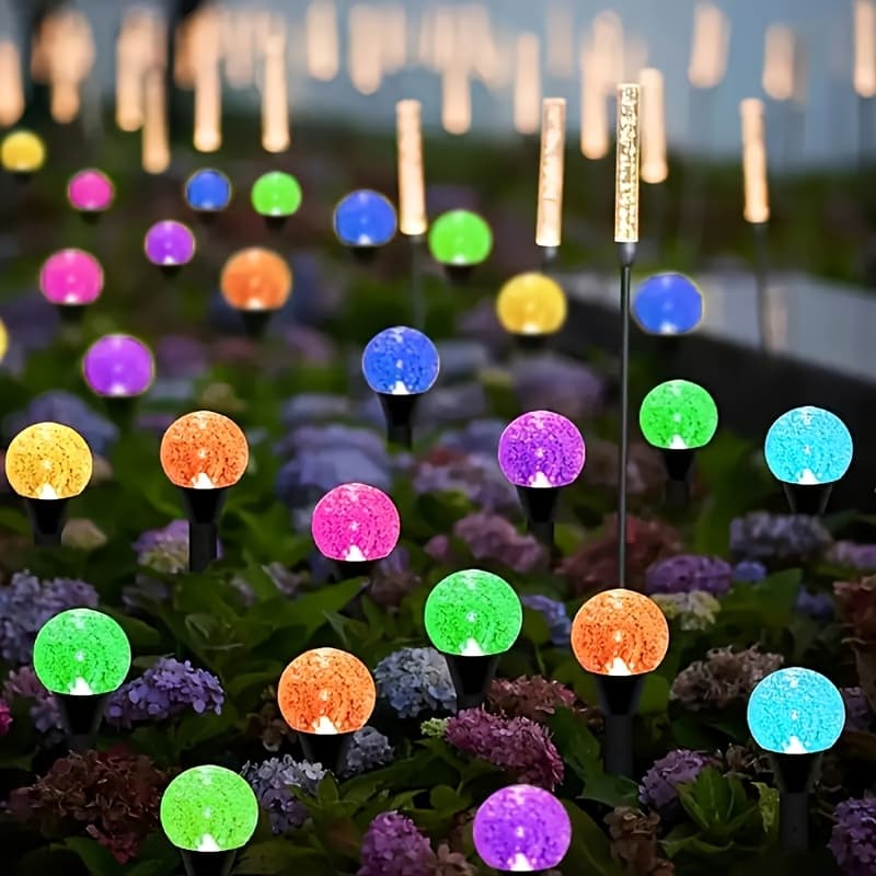 TEMU 15/30pcs Of Solar-powered Color Bubble Ball Lights For The Lawn Featuring 8 Different Flashing - Ideal For Gardens, Streets, Parks, Camping, Festivals, And Weddings, With Ip44