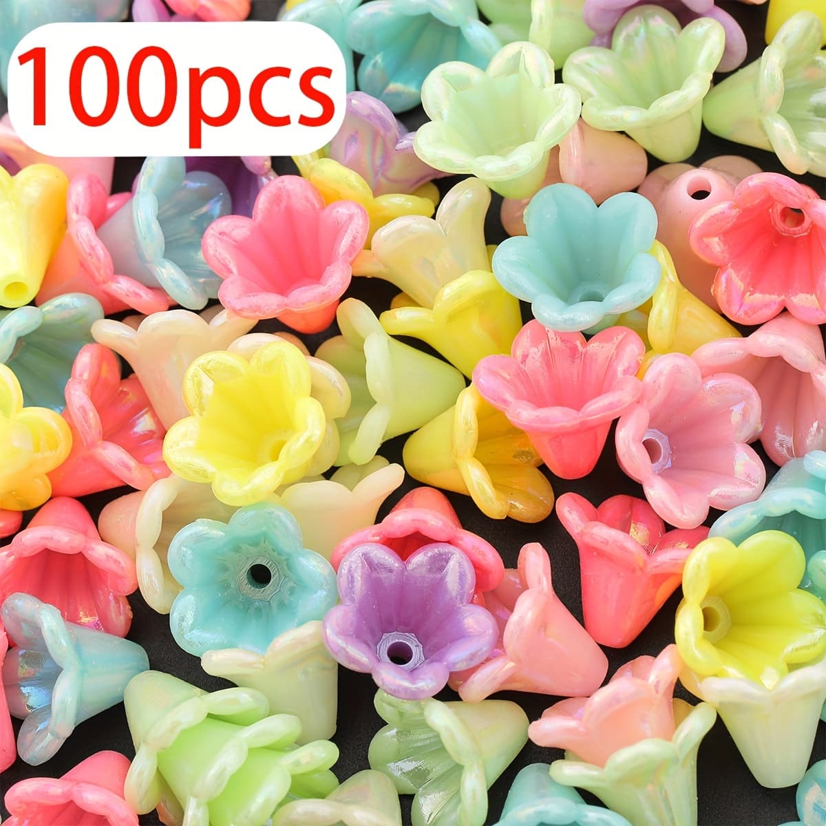 TEMU 100pcs Vibrant Flared Flower Spacer Beads, 13x10mm - Making, Bracelets, Necklaces, Earrings & More