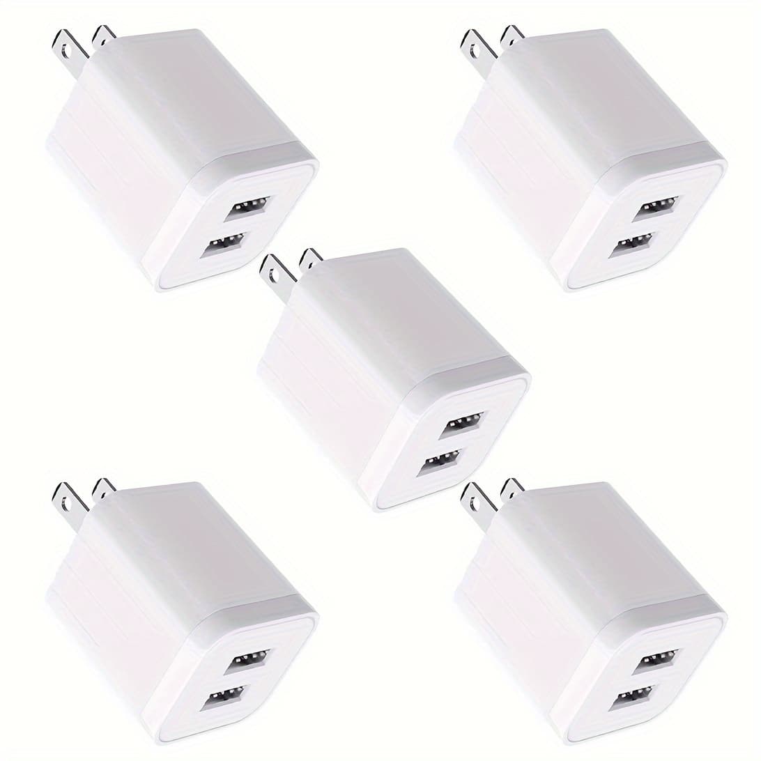 TEMU Jayuanone 2.1a For Iphone Charger Dual Usb Port 5pack Usb Wall Charger Cube Power Plug Adapter Charger Block Compatible With Phone Pro/14/14 Pro, Galaxy, -white