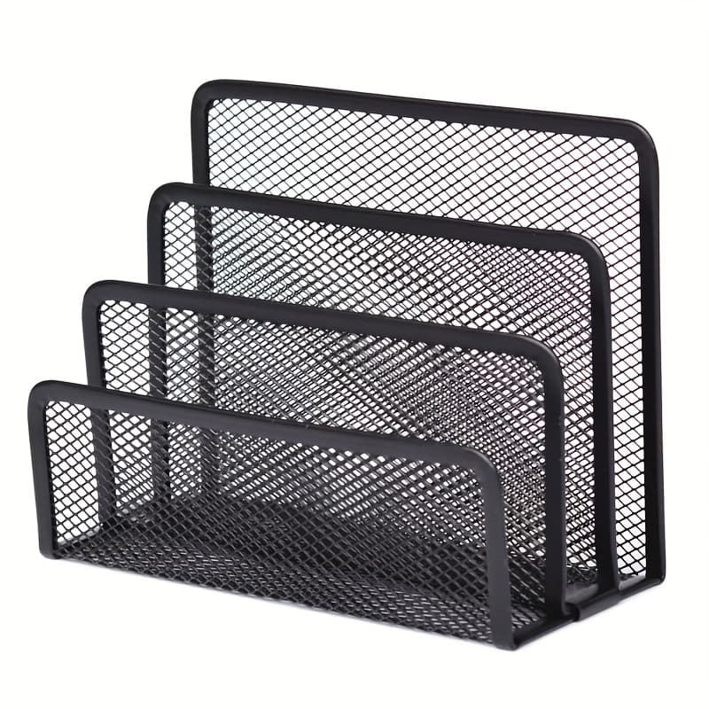 TEMU 3-layer Black Metal Iron Mesh Notebook Stand Rack Desk Organizer For Documents Books - Mesh Holder For Office