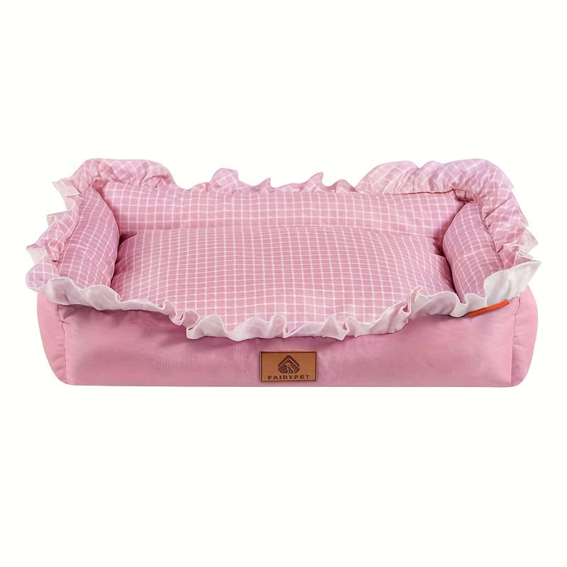 TEMU 1pc Pet House Pet Pad Dog House Cat House For All , Small And Fresh Grid Style Suitable For Small Cats And Dogs, Small Pets To Use, Bottom-skid And Moisture-proof, Hand Washed And Machine Washed