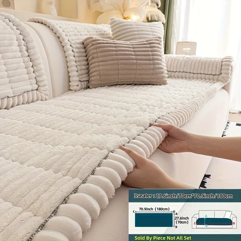 TEMU 1pc Plush And Comfortable New Sofa Cushion, Washable, And Disassemble, Suitable For Decorations Of Sofas | Wavy | Soft And Sticky Velvet Texture