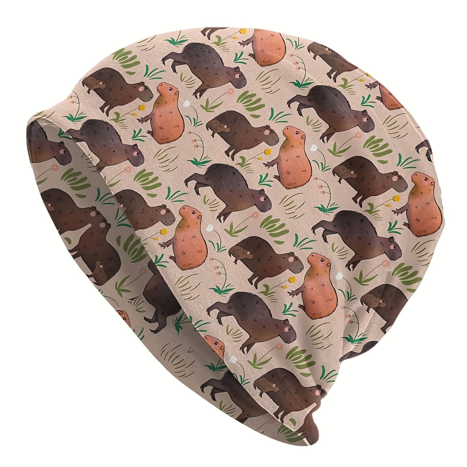 TEMU Quirky , Print Beanie - Lightweight & Soft, Ski Hat For Men