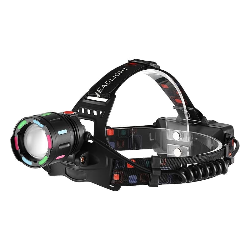 TEMU Led Headlight Headlight - Rechargeable, Adjustable Length And 90° Tilt, With Warning Taillight, 4 , Suitable For Camping, Hiking, Adventure, Repair Work And Emergency Use, Durable Headlight