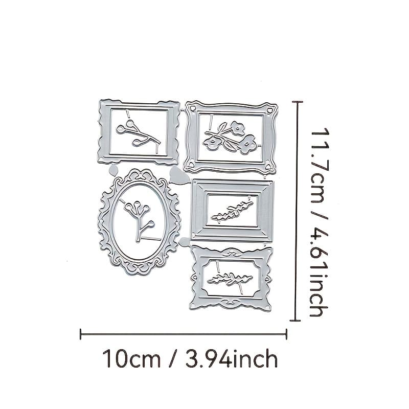 TEMU 5pcs Set Vintage Photo Frame Die Cuts Carbon Steel Templates For Scrapbooking, Albums, Diy Crafts, And Gift Making - Ideal For Photo Albums, Cards, And Greeting Cards