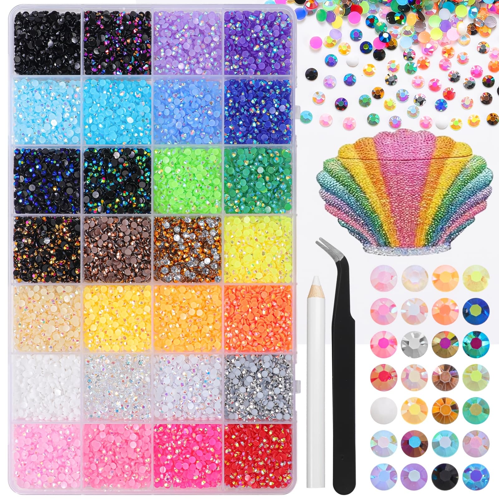 TEMU 32000pcs Rhinestones Bedazzling Kit With Tools, 3mm Color Resin Rhinestones For Bedazzling, Flatback Resin Gems For Crafts, Kit For Clothing Shoes Diy Face Makeup Tumblers