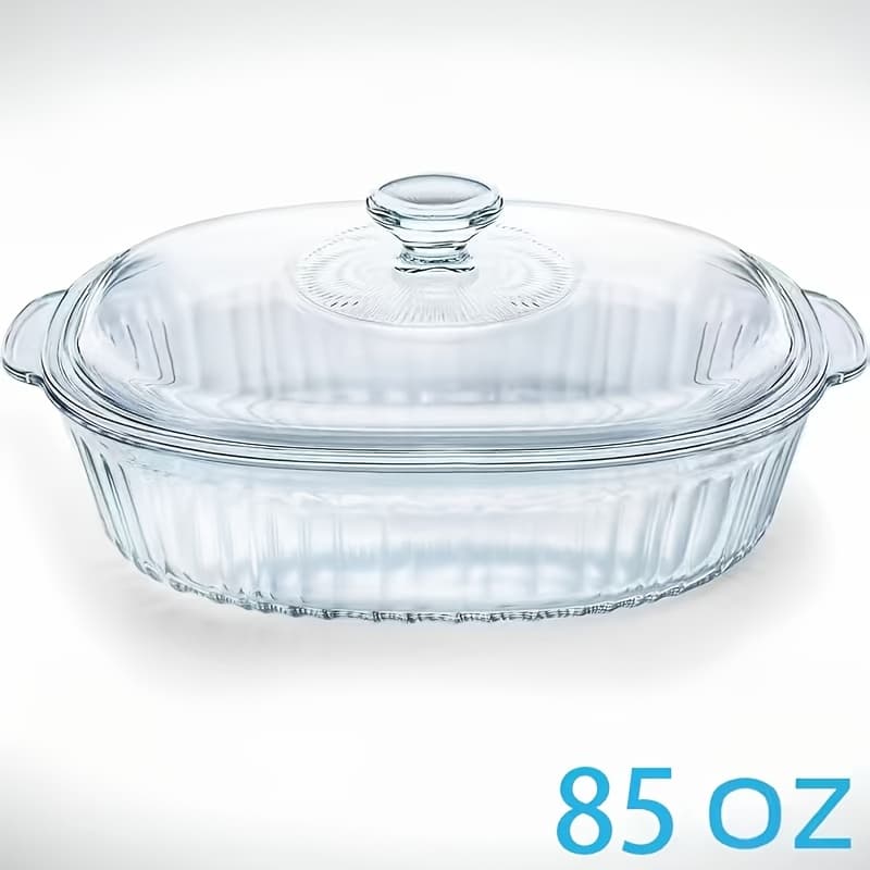 TEMU 2pcs Elegant Glass Casserole Baking Dish, Glass Casseroles With Lids Set, Set Of 2 Casseroles With Glass Lids, 2pcs (1 Casserole +1 Lid) 50oz And 85oz