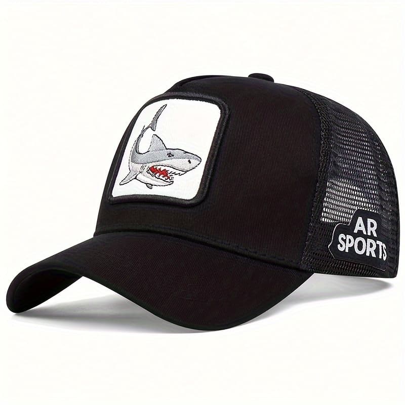 TEMU 1 Men's Dolphin Embroidery Baseball Trucker Hat Animal Mesh Outdoor Adjustable Sunscreen Casual Hat Suitable For Spring And Summer Travel Seaside Party