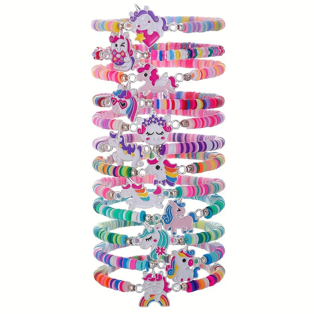 TEMU A Set Of 12 Delicate And Cute Unicorn-themed Golden Accessories, Soft Clay Pieces, Elastic Cords, Cute' Accessories, Perfect For Holidays And Birthdays.