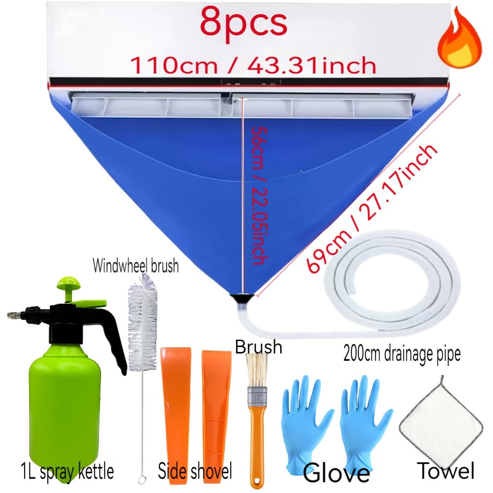 TEMU 3pcs/8pcs Air Conditioner Cleaning Kit - Must-have Reusable Tools For Wall-mounted & Portable Bedroom Ac Units