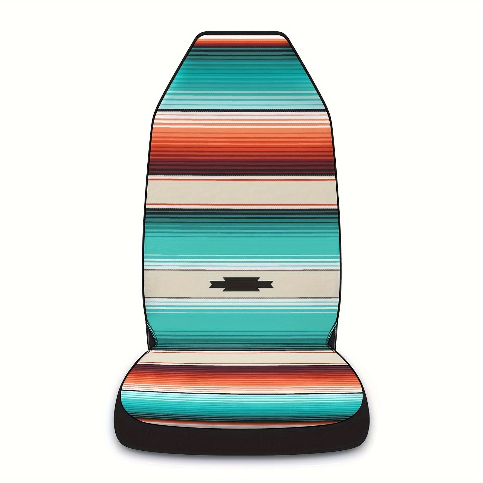 TEMU 1pc Multicolor Striped Printed Universal Front Car Seat Cover