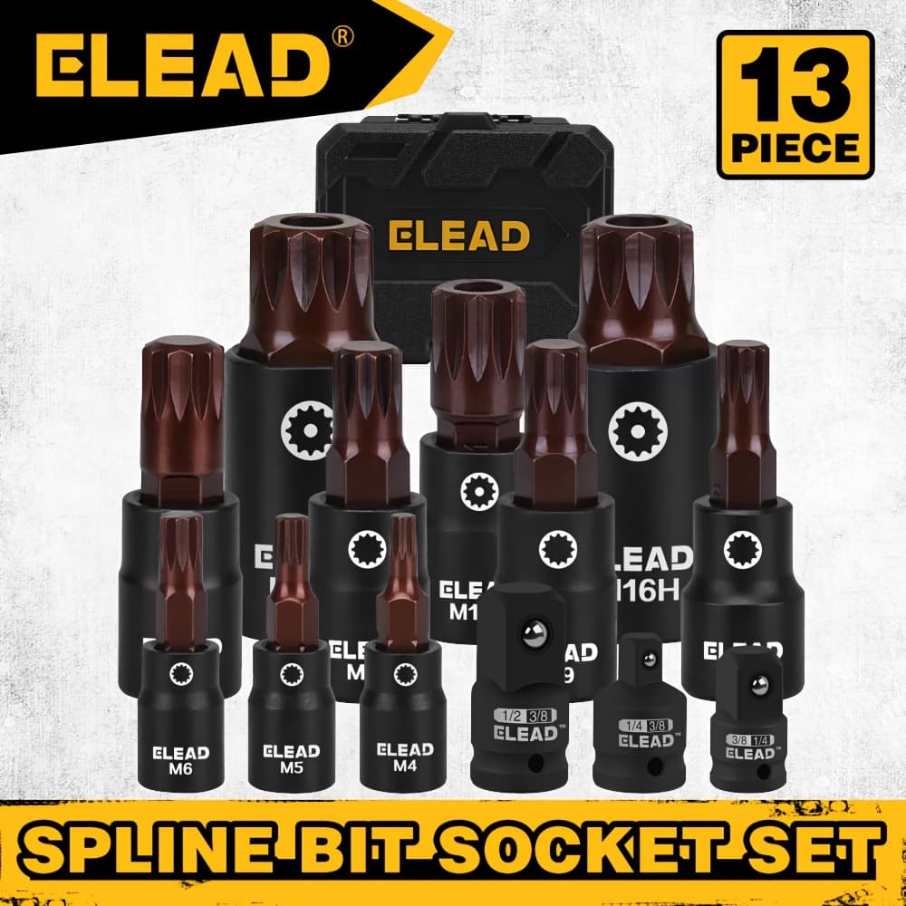 TEMU 13pcs Xzn Triple Square Bit Impact Socket Set, Premium European Style M4 - M18 With Socket Adapters, 1/4", 3/8" And 1/2" Drive | Professional Mechanic Tools