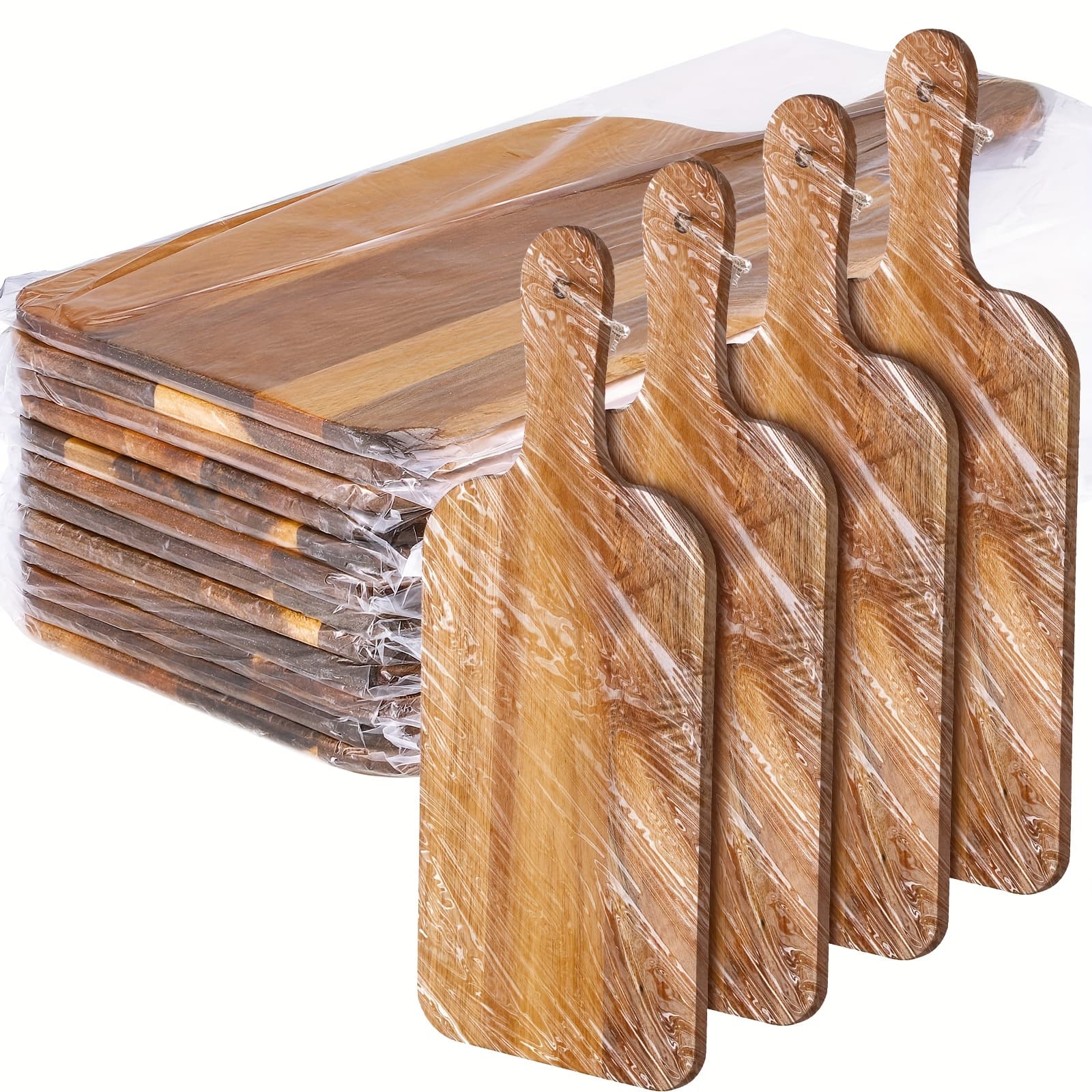 TEMU 12 Packs Wooden Cutting Board Set With Handles Large Kitchen Serving Plain Chopping Board Bulk Gifts For Mom For Vegetables Meat (acacia Wood, 15 X 7 Inch)