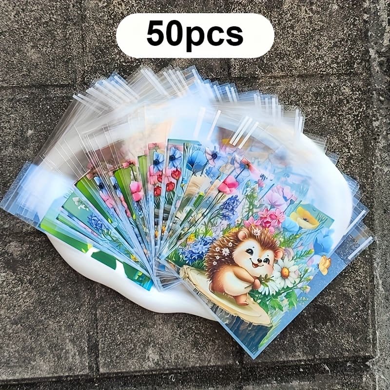 TEMU 50/100pcs Of Gift Bags Featuring Animal And Designs, Including Patterns Of , Squirrels, Hedgehogs, And Frogs - Perfect For Wrapping Small Gifts (10*10+3cm)