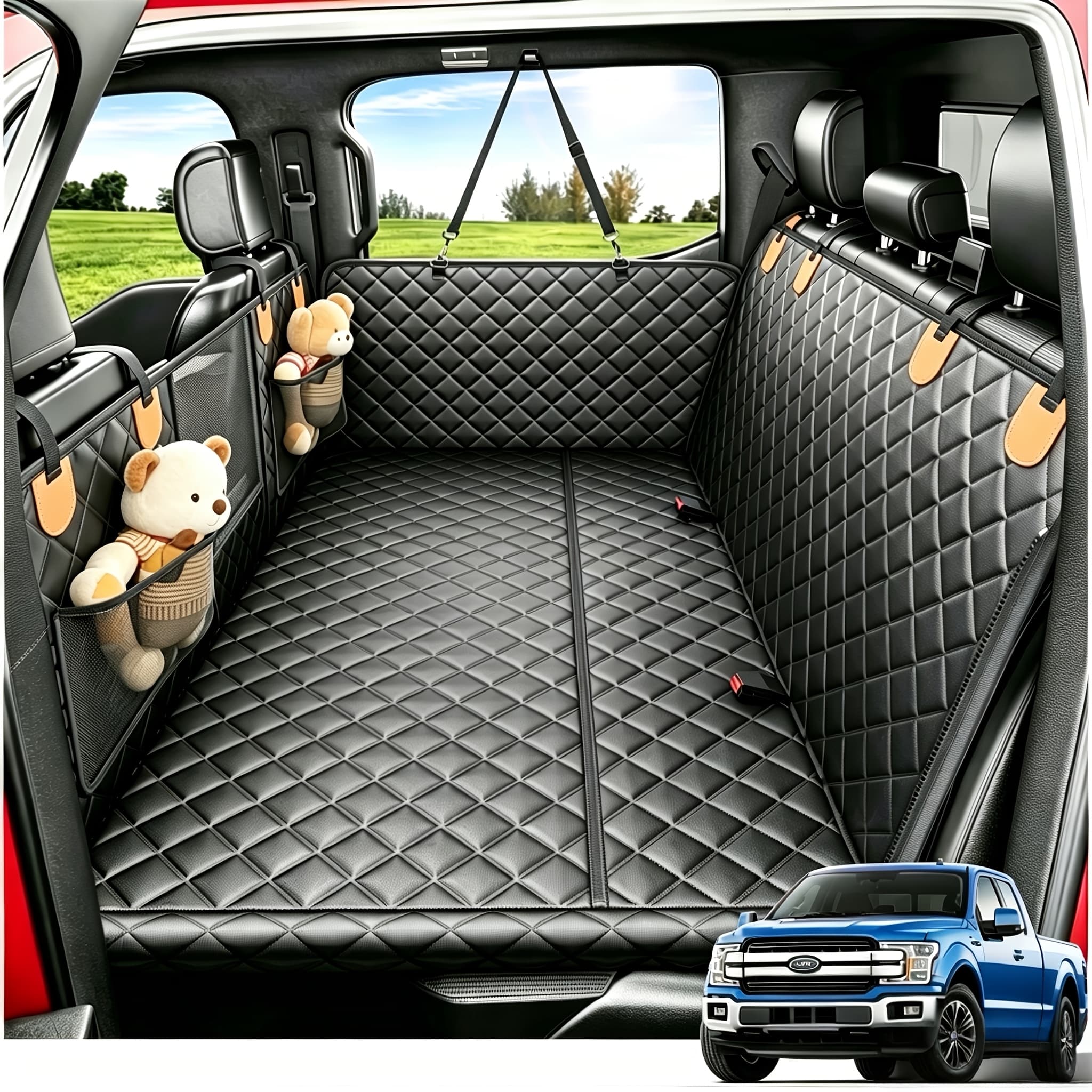 TEMU Back Seat Extender For Dogs-large Space, Dog Car Seat Cover Hard Bottom Holds 400lbs, Sturdy Backseat Extender For Dogs, Dog Hammock For Car Dog Car Bed For Car, Suv, Truck