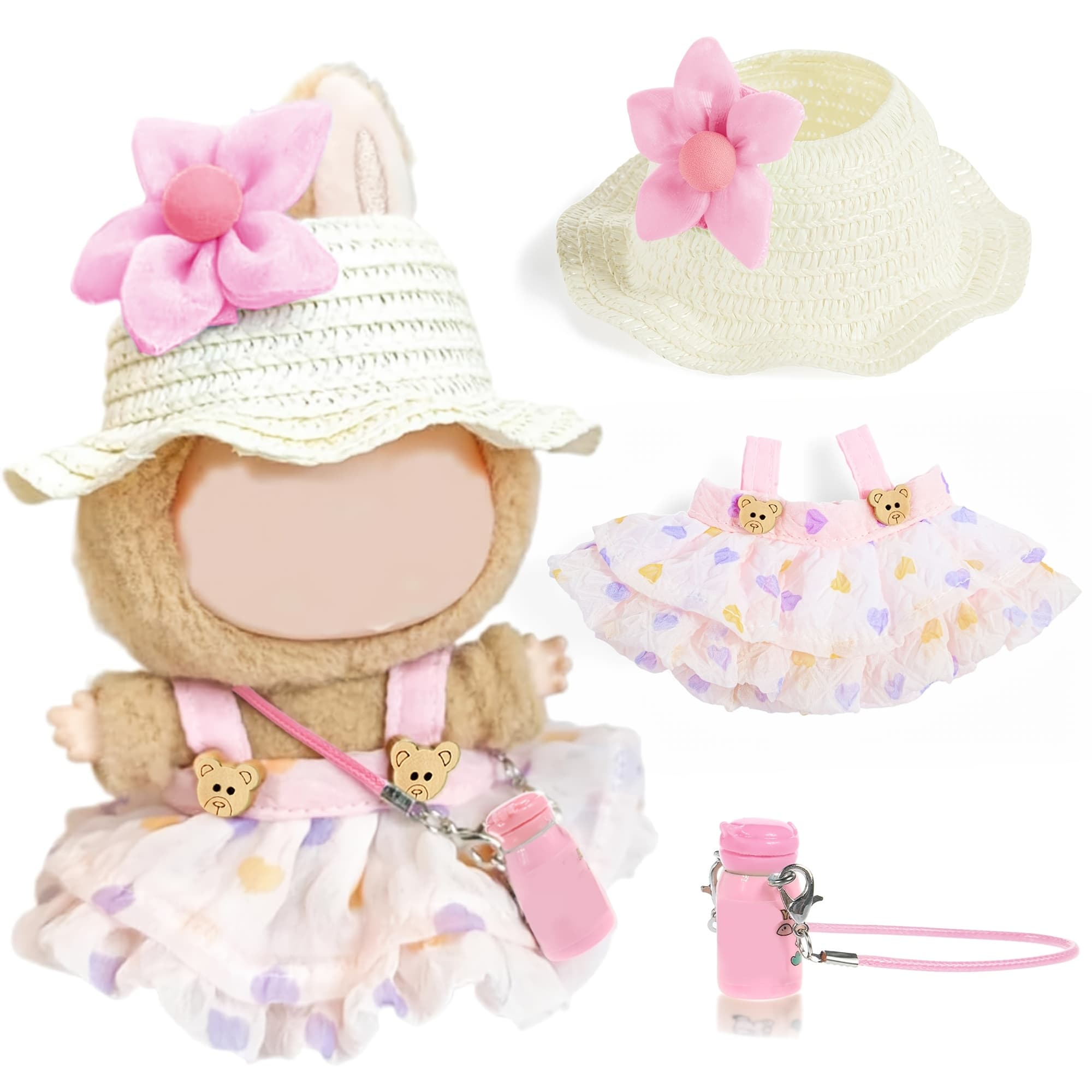 TEMU Chic 17cm Doll Clothes Dress & Accessories Set For Labubu (doll And Glasses Are Not Included) Festival Halloween Gifts Birthday Present Ages 3+