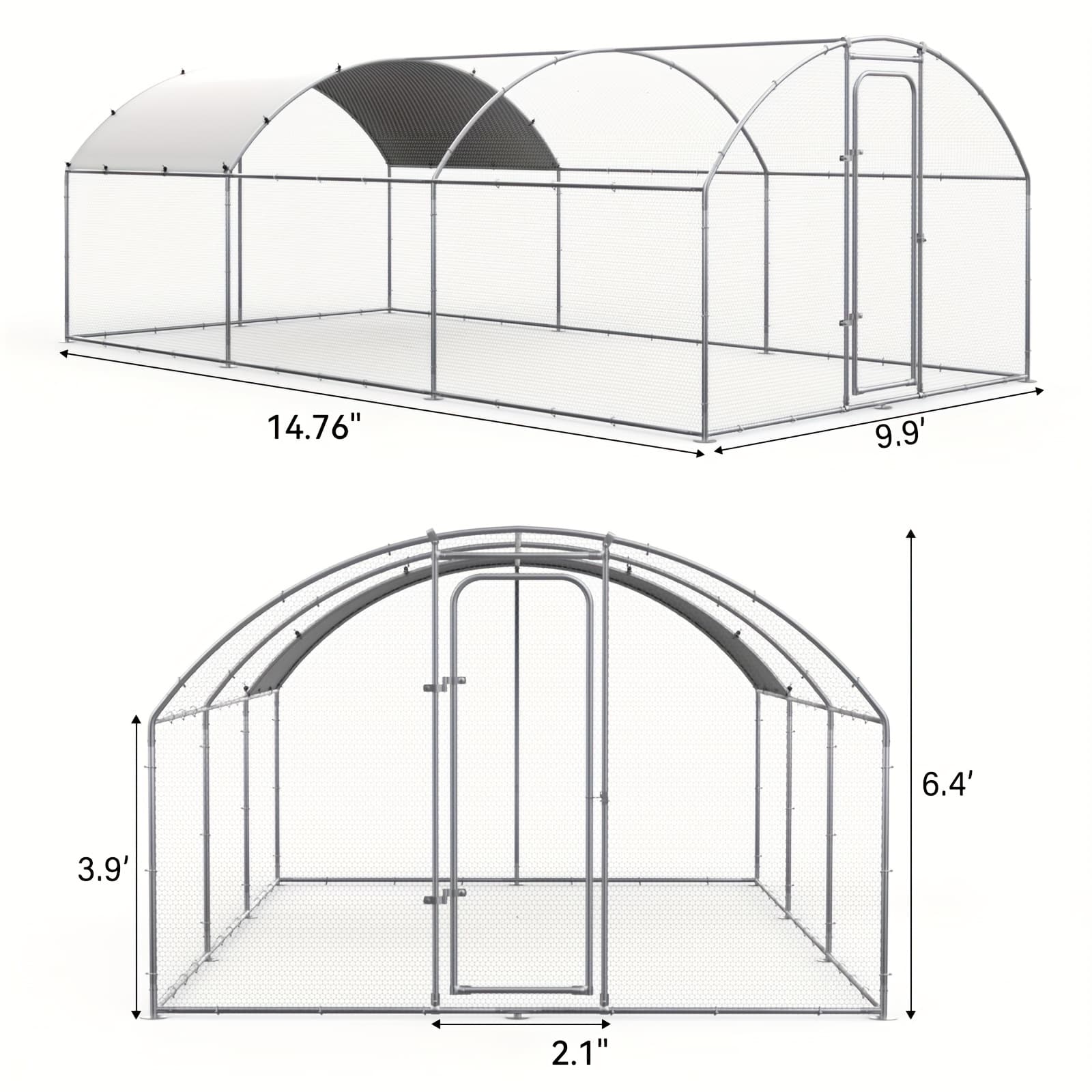 TEMU Large Metal Chicken Coop Designed For Outdoor Use, Featuring A Heavy-duty Poultry Cage With A Waterproof And Uv-resistant Cover, Perfect For Your Yard