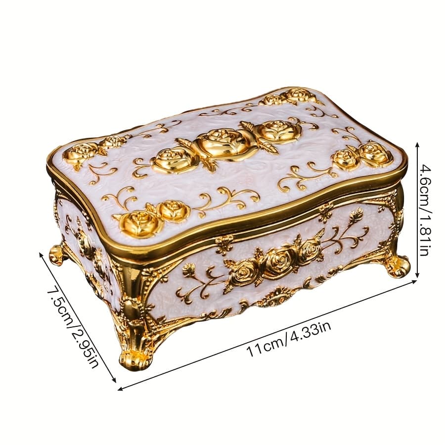 TEMU 1pc, Beautiful Enamel Jewelry Box, European Jewelry Storage Box, Vintage Home Earrings, Rings, Necklaces Display Box, The Gift For Women, Jewelry Box