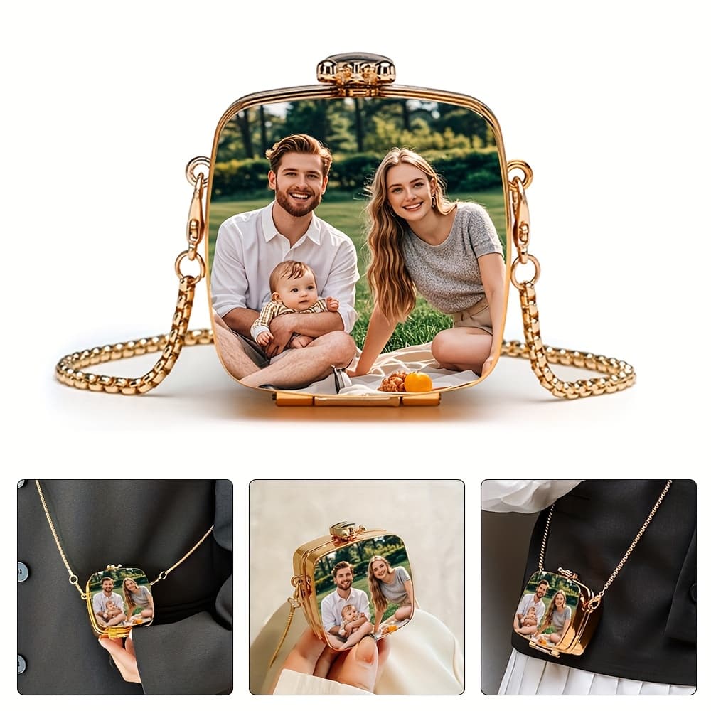 TEMU Personalized Small Golden Bag, Can Hold 1 Picture, Suitable For Daily Wear, Date Photo Taking, Recording Time And Keeping Memories, Holiday Commemorative Gift, A Gift .