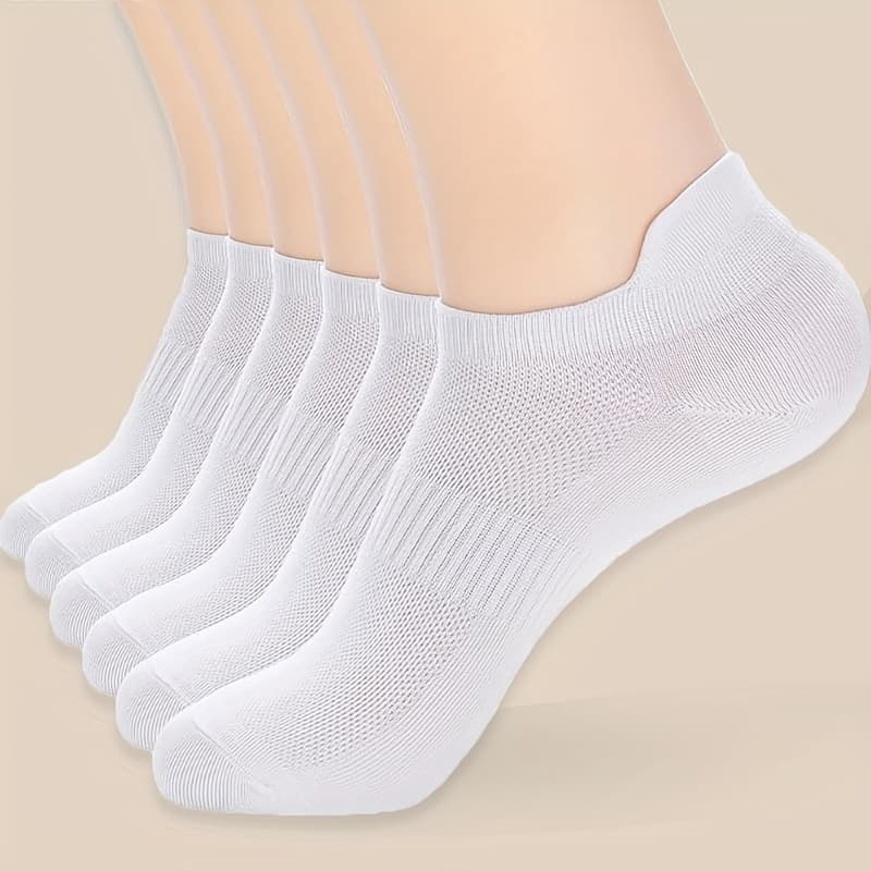 TEMU 6 Pairs Spring/autumn Mesh Breathable Unisex Boat Socks Lightweight Easy Waist Style Durable Anti-slip Ear Socks For Sports And Daily Wear Non-stuffy Athletic Short Socks