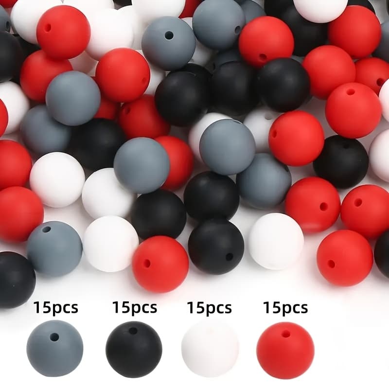 TEMU 60 Silicone Beads In Sizes 9/12/15mm For Keychain Making, Soft Round Silicone Beads Used For Diy Bracelet And Necklace Cord