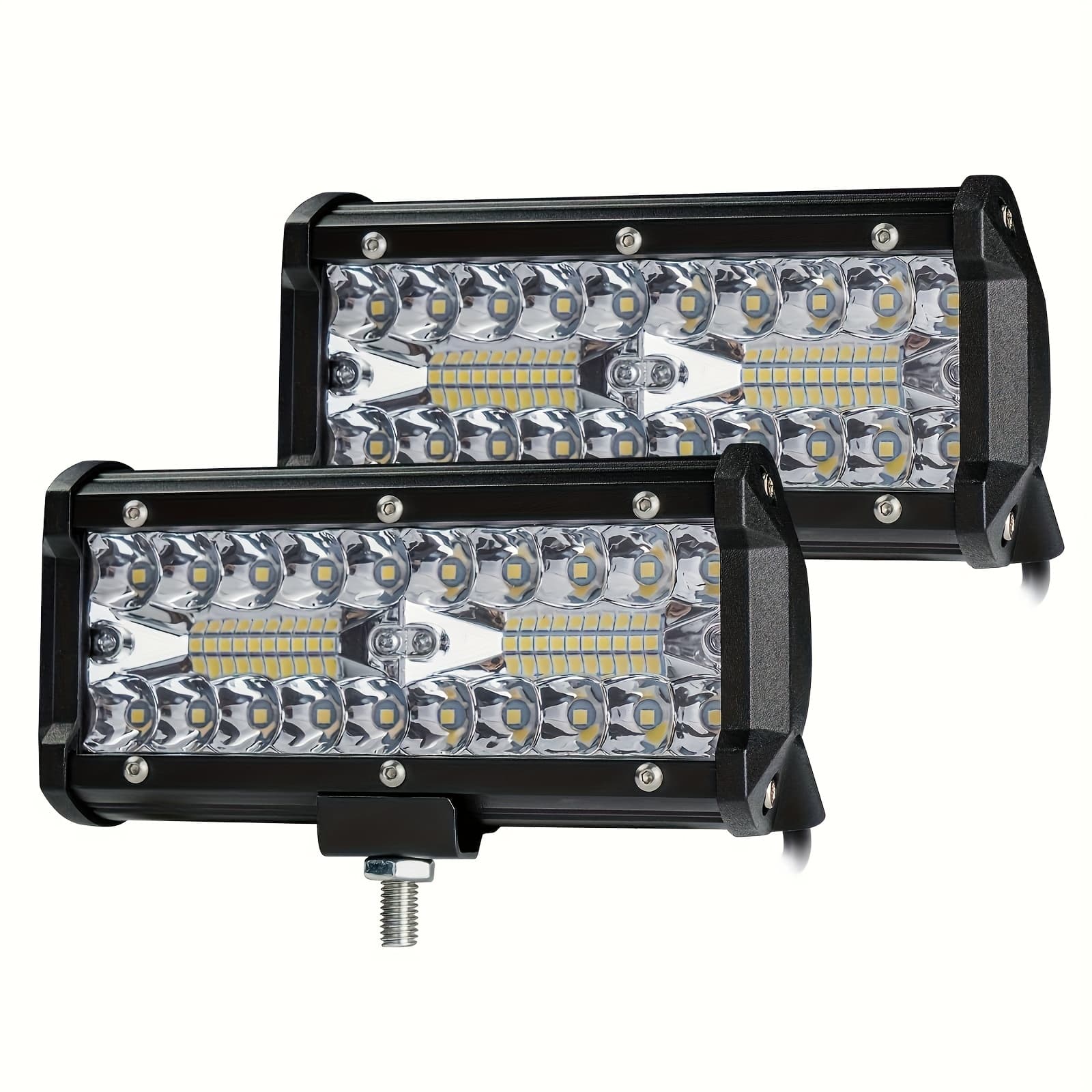 TEMU 2pcs 7-inch Led Light Strip, 28000ml Tractor Led , Spotlight Floodlight Combination Beam, Off Highway Light Pod Fog Light, Suitable Trailer Pickup Truck Rzr Atv Utv Rv