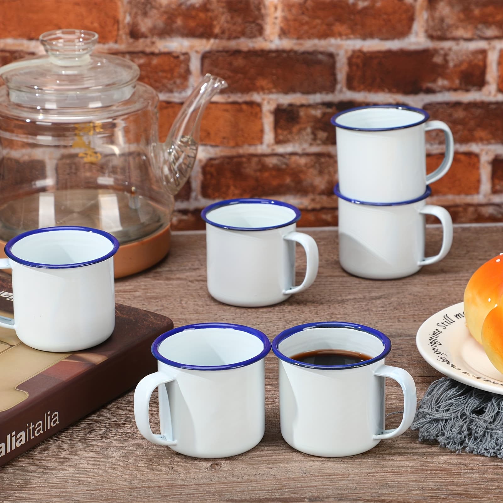 TEMU 36pcs 4oz Mini Enamel Camping Coffee Mugs Metal Small Classic Portable White Campfire Mugs Bulk Vintage Cups With Handle For Coffee Tea Picnic Travel Indoor Outdoor Activities