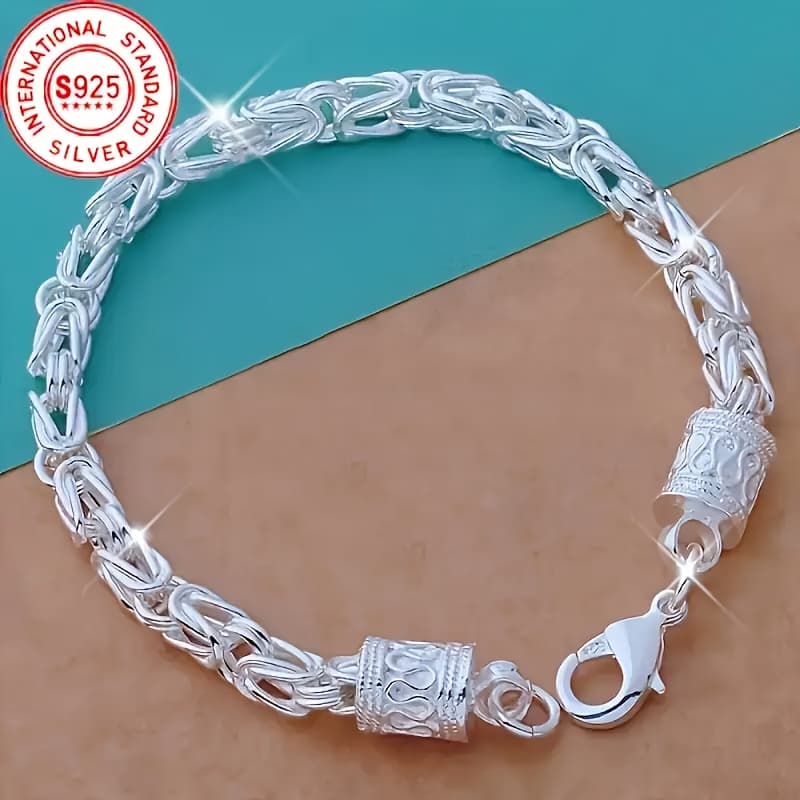 TEMU Bohemian Style 925 Sterling Silver Bracelet, Fashionable Gift Party , Elegant And Simple, Suitable For Daily Wear