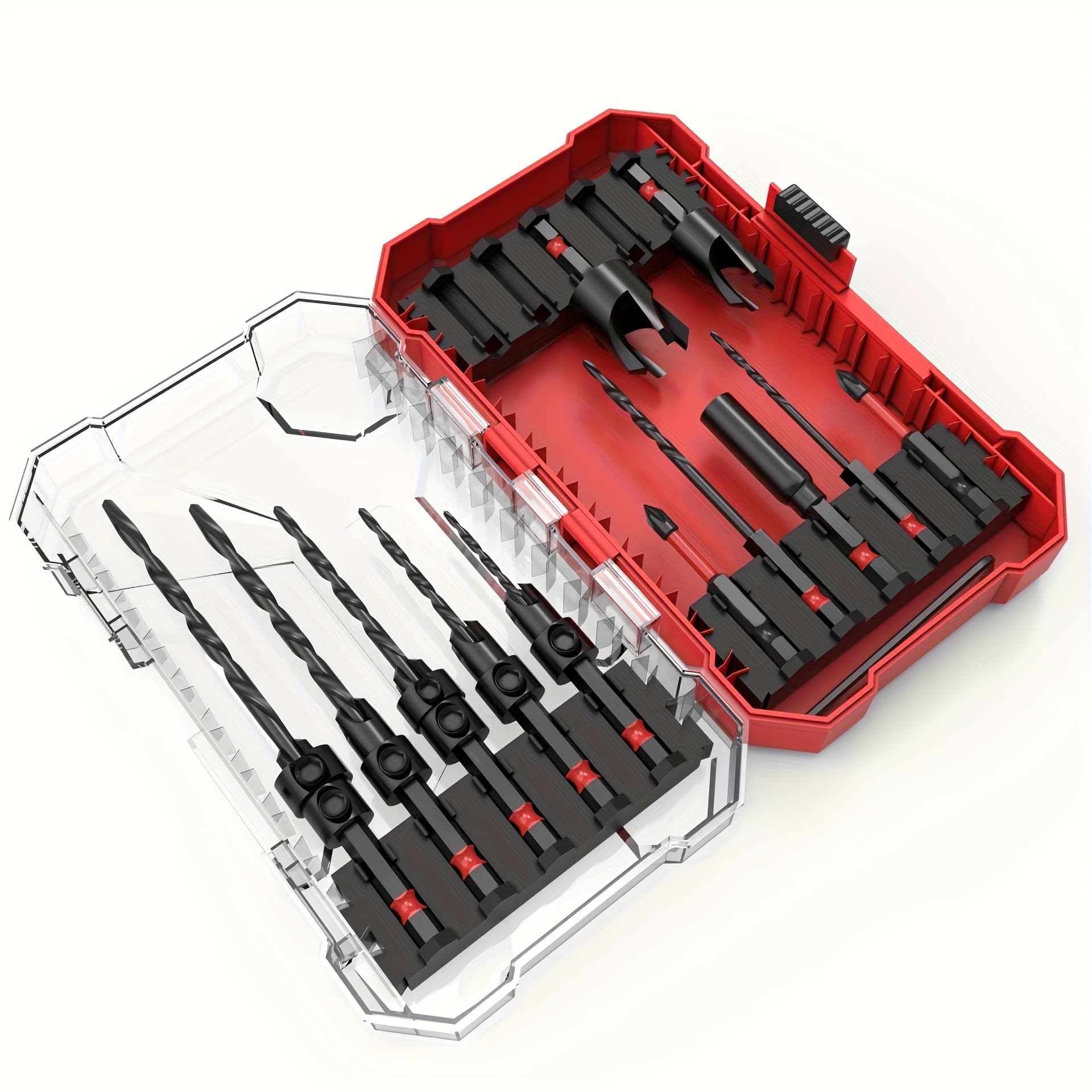 TEMU Shinyork 15pcs Countersink Drill Bit Set, Tapered Drill Bits For Wood With Bits, Extension Bit Shaft, Wood Plug Cutter, Nitride-treated Hss, Precision Depth Control, Tools, Tool Box, Tool Set