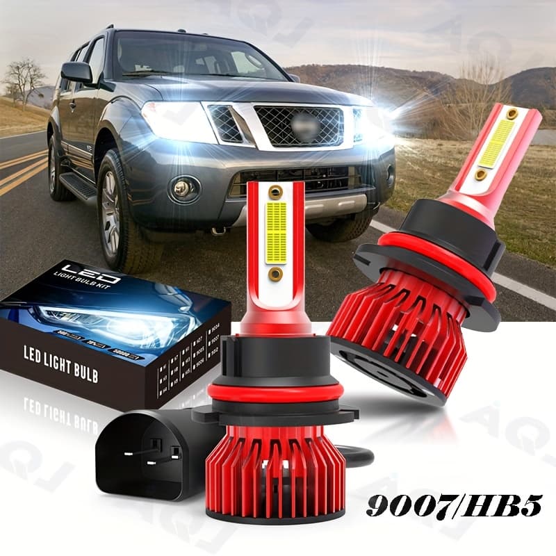 TEMU 2pcs 9007/hb5 Led Headlight Bulbs Kit 6500k White High Low Beam For Pathfinder 2005-2012, , Without Battery