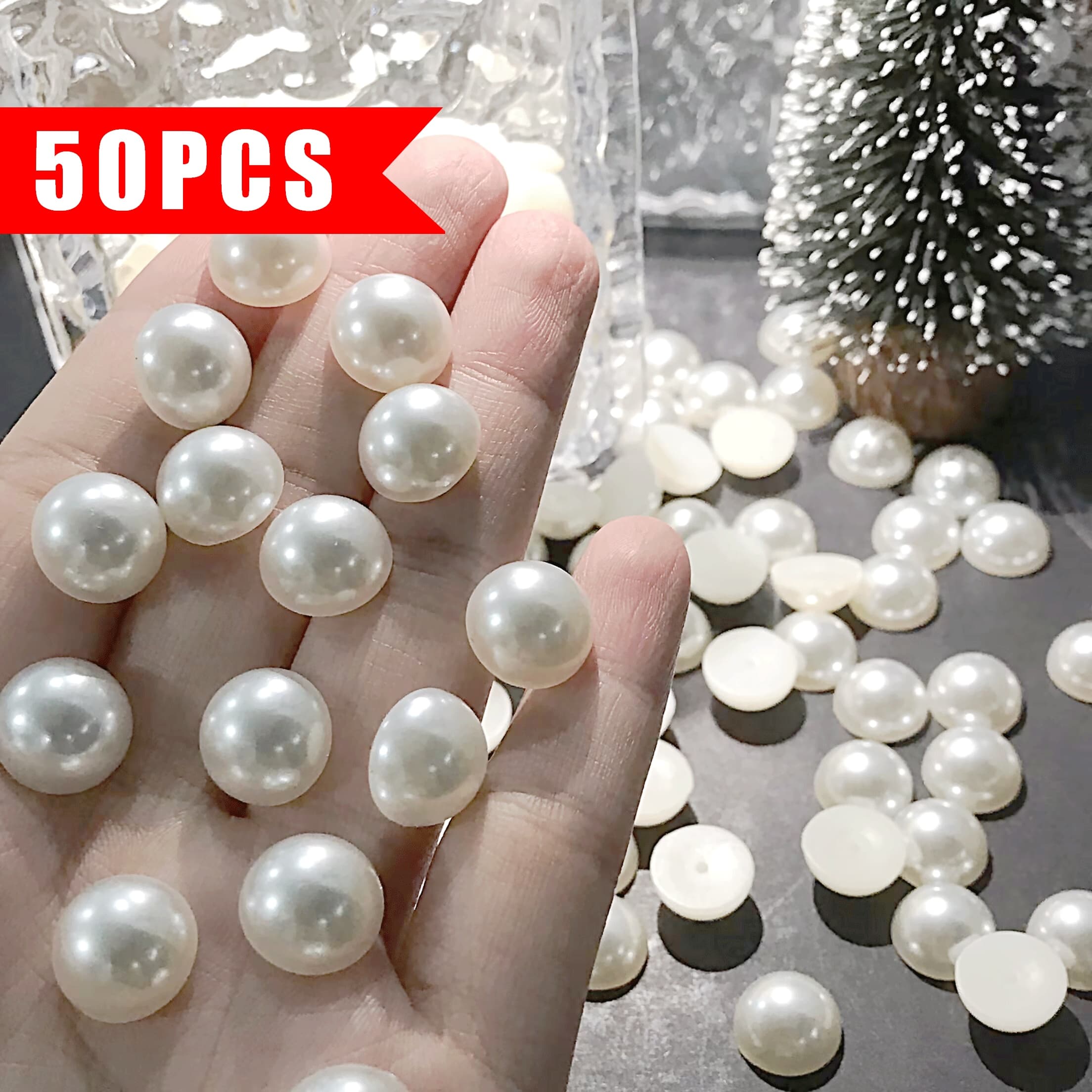 TEMU 50pcs Acrylic Beads Assortment, 12mm Round Beads, For Diy Crafts, Jewelry Making, Phone Case Embellishments, Hair Accessories - Versatile Beading Kit