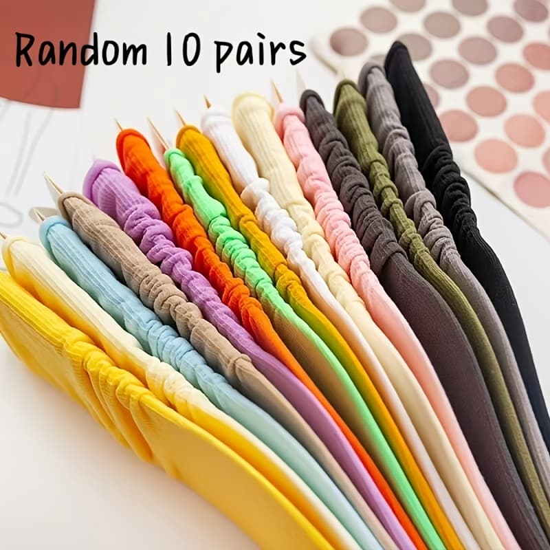TEMU 10 Pairs Of Random Thin Solid Color Cool Breathable Comfortable Women's Pile Socks Ice Socks Comfortable