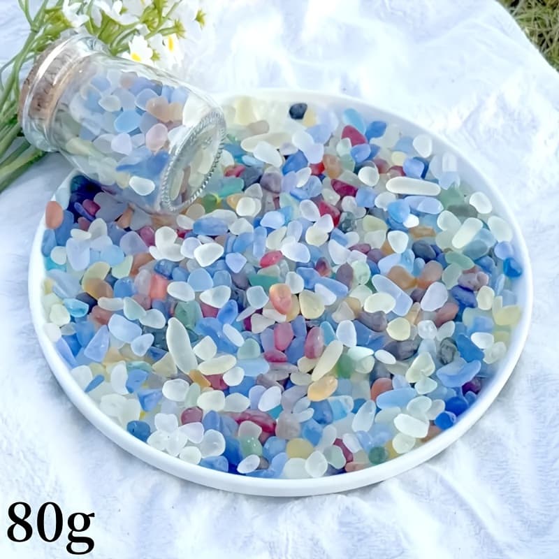 TEMU 2.82 Ounces Of Vivid Sea Glass - Soft, Translucent Shades (red, Orange, Yellow, Green, Blue, Purple, Pink) - Perfect For Filling Vases, Making Jewelry, And Diy Projects - Safe Decorative Gravel -