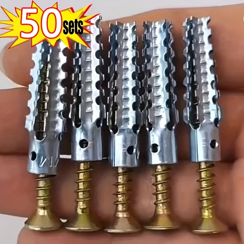 TEMU 100 Metal Sawtooth Expansion Tube Self-tapping Screw Pipe Drilling Plug, For Concrete Wall Anchor Fixing Hardware Fastener Kit.